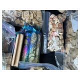 Large Mixed Lot of Wooden Game Pieces, Letters, Tokens, and Craft Supplies