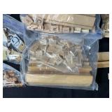 Large Mixed Lot of Wooden Game Pieces, Letters, Tokens, and Craft Supplies