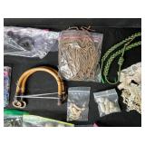 Mixed Craft Supplies Collection with Copper Sheets, Beads, Vintage Patches, and Accessories