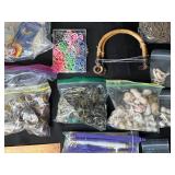 Mixed Craft Supplies Collection with Copper Sheets, Beads, Vintage Patches, and Accessories