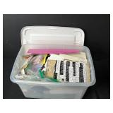 Large Lot of Vintage Paper Ephemera and Crafting Supplies in Storage Tote
