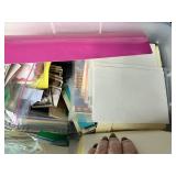Large Lot of Vintage Paper Ephemera and Crafting Supplies in Storage Tote