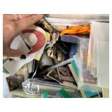 Large Lot of Vintage Paper Ephemera and Crafting Supplies in Storage Tote