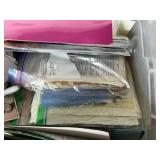 Large Lot of Vintage Paper Ephemera and Crafting Supplies in Storage Tote