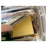 Large Lot of Vintage Paper Ephemera and Crafting Supplies in Storage Tote