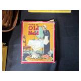 Vintage Peterboro Picnic Basket with Board Games, Cards, and Collectibles