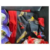 Lot of Colorful Vintage Scarves, Feather Boa, and Fashion Accessories - scarf rings