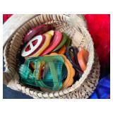 Lot of Colorful Vintage Scarves, Feather Boa, and Fashion Accessories - scarf rings