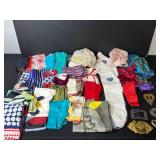 Large Collection of Vintage and Modern Scarves, Sashes, and Fabric Accessories - buckles & scarf holders
