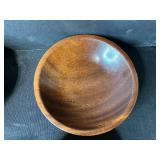 Handcrafted Signed Wood Bowl Trio, Bamboo Cutting Board, and Wine Stopper Set