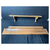 Pair of Oak Wall Shelves, 29-30 Inch Decorative Wood Display Ledges