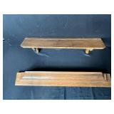 Pair of Oak Wall Shelves, 29-30 Inch Decorative Wood Display Ledges