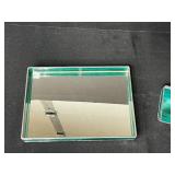 Sher Browner Signed Glass Vanity Tray and Lidded Box Set