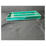 Sher Browner Signed Glass Vanity Tray and Lidded Box Set