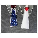 Set of 2 Stained Glass Angel Ornaments and 2 Blue Decorative Trays