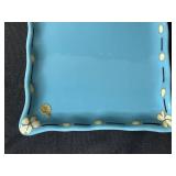 Set of 2 Stained Glass Angel Ornaments and 2 Blue Decorative Trays