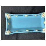 Set of 2 Stained Glass Angel Ornaments and 2 Blue Decorative Trays