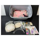 Large Lot of Vintage Sewing Patterns, Lace Doilies, Buttons, and Craft Supplies