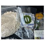 Large Lot of Vintage Sewing Patterns, Lace Doilies, Buttons, and Craft Supplies