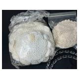 Large Lot of Vintage Sewing Patterns, Lace Doilies, Buttons, and Craft Supplies