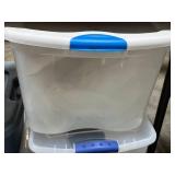 Set of 3 Clear Sterilite Storage Totes and 1 Blue Rubbermaid Tote
