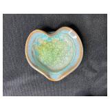 Set of 5 Handmade Heart-Shaped Glazed Ceramic Dishes