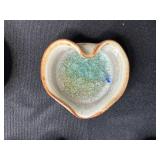 Set of 5 Handmade Heart-Shaped Glazed Ceramic Dishes