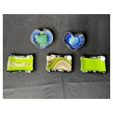 Set of 5 Decorative Glass and Ceramic Trinket Dishes