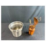Metal Cooking Pot and Utensil Set with Ceramic Holder