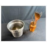 Metal Cooking Pot and Utensil Set with Ceramic Holder