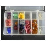 Assorted Decorative Craft Gems and Stones in Organizer Box