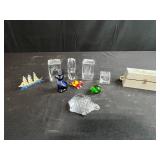 Collection of Crystal and Glass Mini Figurines, Sweden Handmade Crystal, and Decor Box