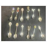 Collection of 12 Souvenir Collector Spoons with Decorative Handles