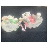 VTG Fitz & Floyd 1992 Quilt Collection Ceramic Holiday Coffee/Tea Set w Sugar, Creamer, Salt, Pepper and Tray & Lot of Mini Figurines