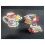 VTG Fitz & Floyd 1992 Quilt Collection Ceramic Holiday Coffee/Tea Set w Sugar, Creamer, Salt, Pepper and Tray & Lot of Mini Figurines