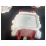 VTG Fitz & Floyd 1992 Quilt Collection Ceramic Holiday Coffee/Tea Set w Sugar, Creamer, Salt, Pepper and Tray & Lot of Mini Figurines