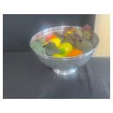 VTG Framed Nude Art, Decorative Fruit Bowl, and Wind Chimes