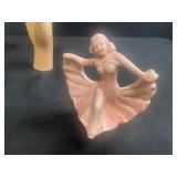 California Pottery Pink Lady Dancer Figurine & Vintage Vanity Decor Display Collection Glass Busts Mini Perfume Bottles