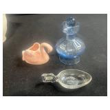 California Pottery Pink Lady Dancer Figurine & Vintage Vanity Decor Display Collection Glass Busts Mini Perfume Bottles