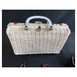 Collection of 4 Vintage Handbags Including Tooled Leather and Wicker Purse