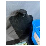 Lot of Jewelry Display Stands, Velvet Pads, and Showcase Accessories with Storage Bin