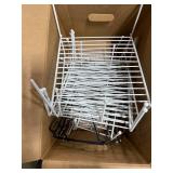 Lot of Wire Shelving Racks and Assorted Wooden Clothes Hangers