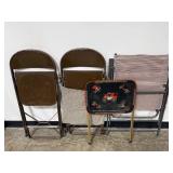 Assorted Folding Chairs and Vintage TV Tray Table