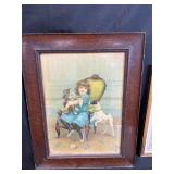 Set of 3 Framed Vintage Prints Featuring Children and Animals