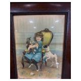Set of 3 Framed Vintage Prints Featuring Children and Animals