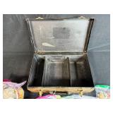 Vintage Metal Sewing Box with Notions, Buttons, Thread, and Craft Supplies