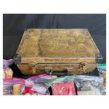 Vintage Metal Sewing Box with Notions, Buttons, Thread, and Craft Supplies