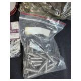 Vintage Suitcase Filled with Craft Supplies and Mixed Hardware