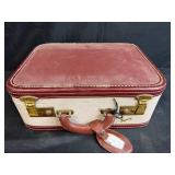 Vintage Suitcase Filled with Craft Supplies and Mixed Hardware