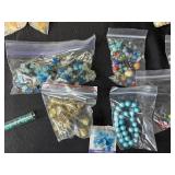 Large Mixed Lot of Glass and Acrylic Beads in Assorted Colors and Shapes